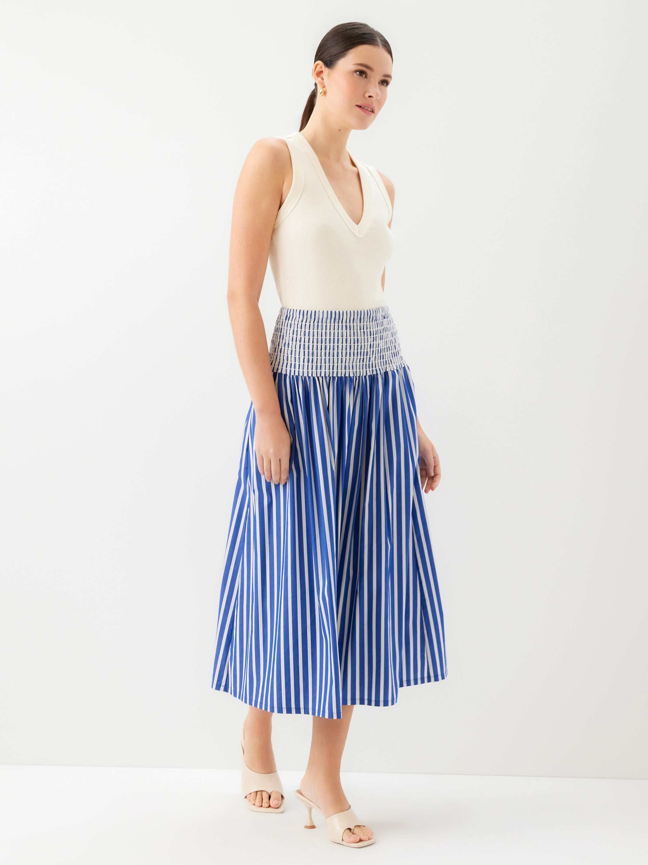 Rhea Stripe Skirt - Stylish Midi Length with Comfortable Fit