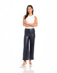 Faux Leather Button-Hem Pants