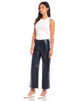 Faux Leather Button-Hem Pants