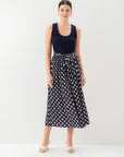 Contrast Belted Midi Dress