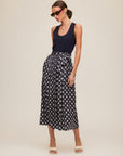 Contrast Belted Midi Dress