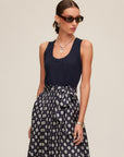 Contrast Belted Midi Dress
