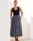 Contrast Belted Midi Dress