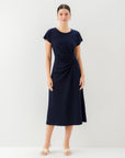 Aveline Side-Twist Midi Dress