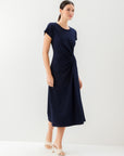 Aveline Side-Twist Midi Dress