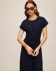 Aveline Side-Twist Midi Dress