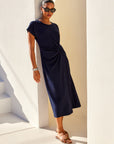 Aveline Side-Twist Midi Dress