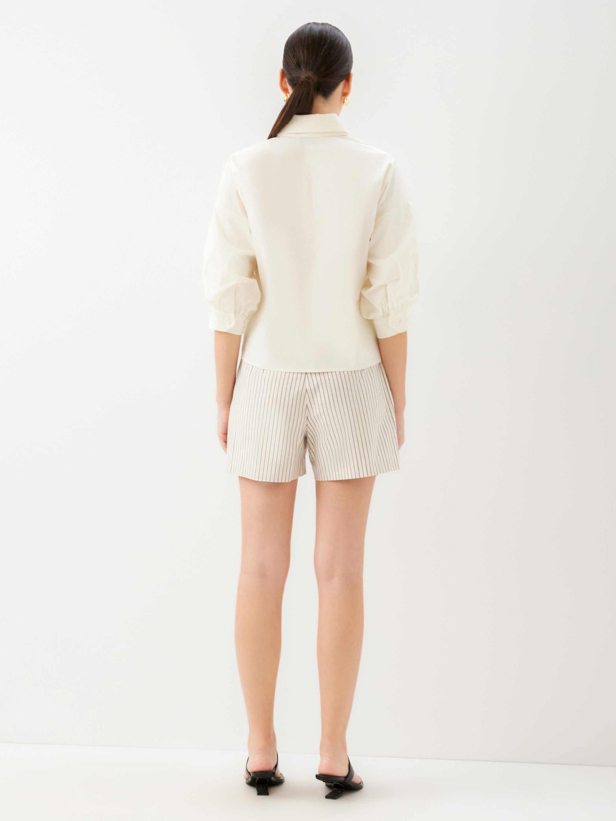 Jena Lantern Sleeve Tie-Front Top | Lightweight Cotton Poplin