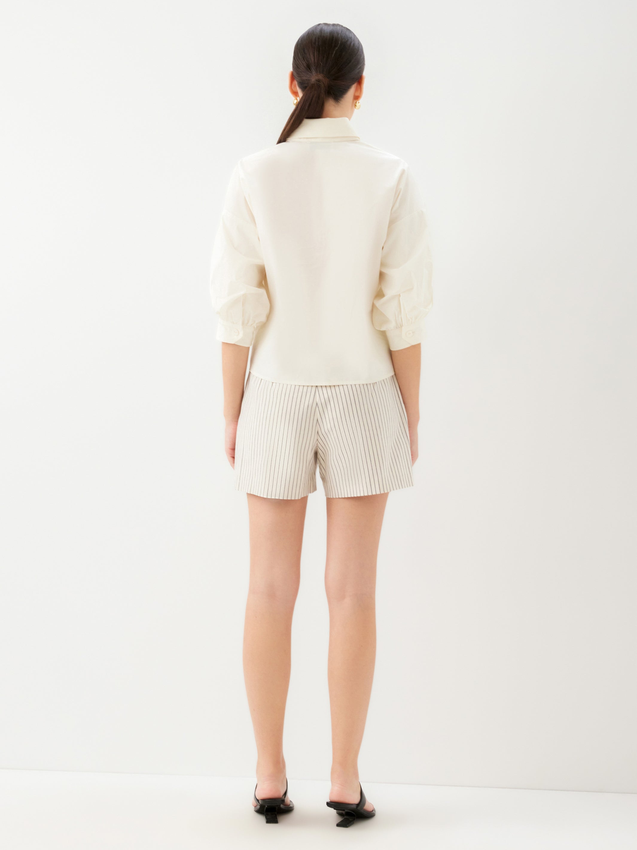Jena Lantern Sleeve Tie-Front Top