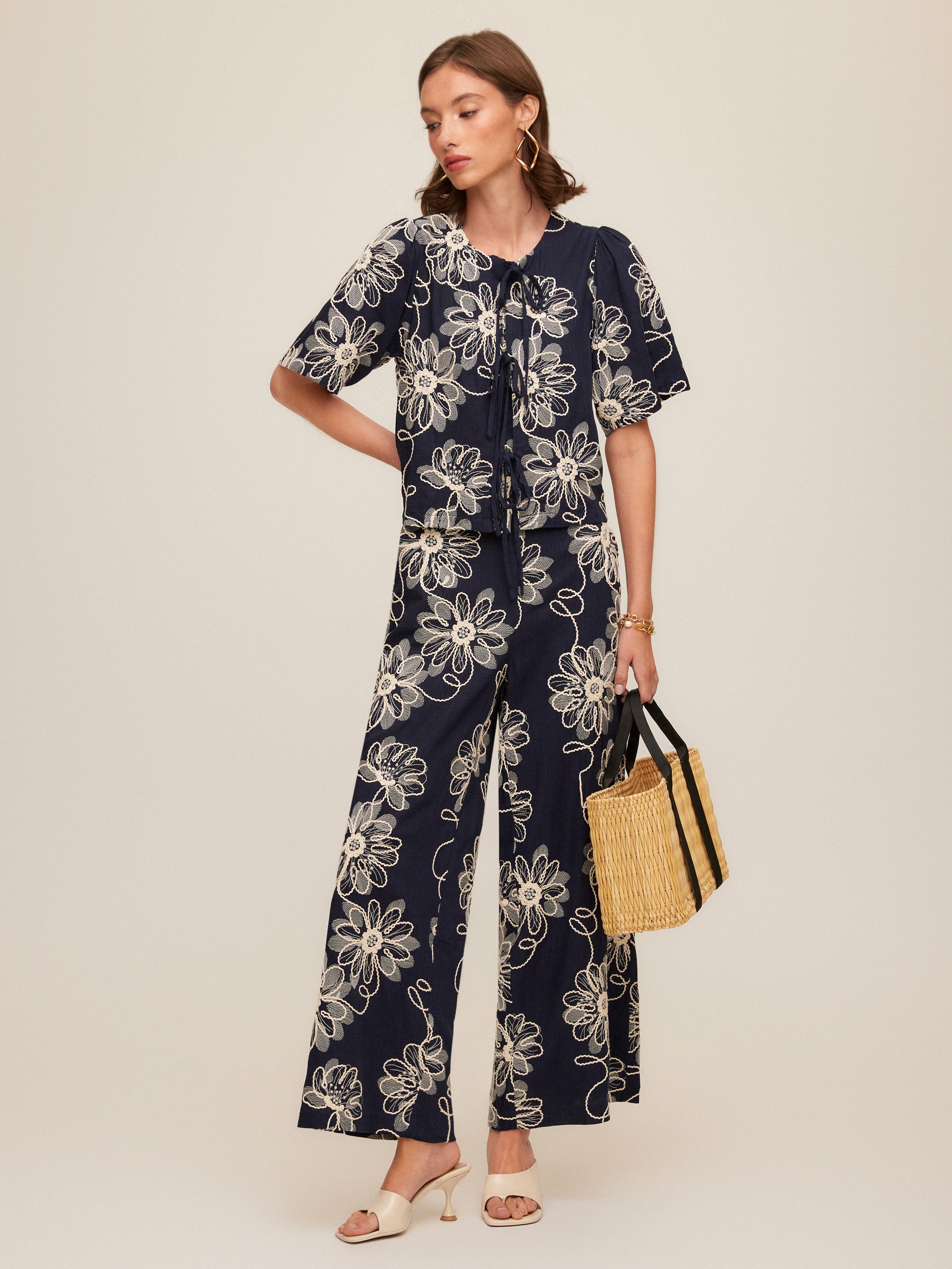 Nadine Embroidered Bow Detail Top