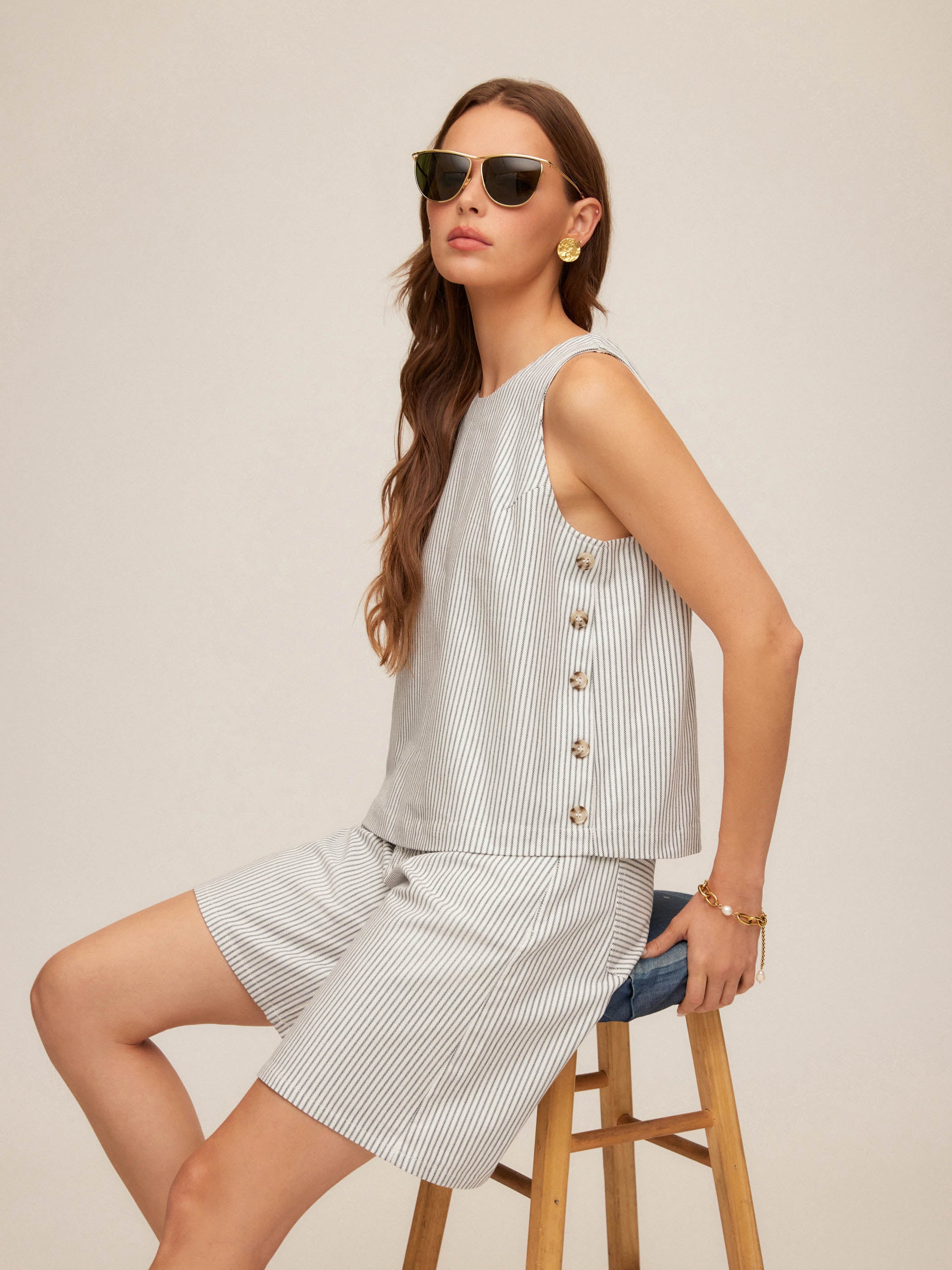 Clarice Side Button Top