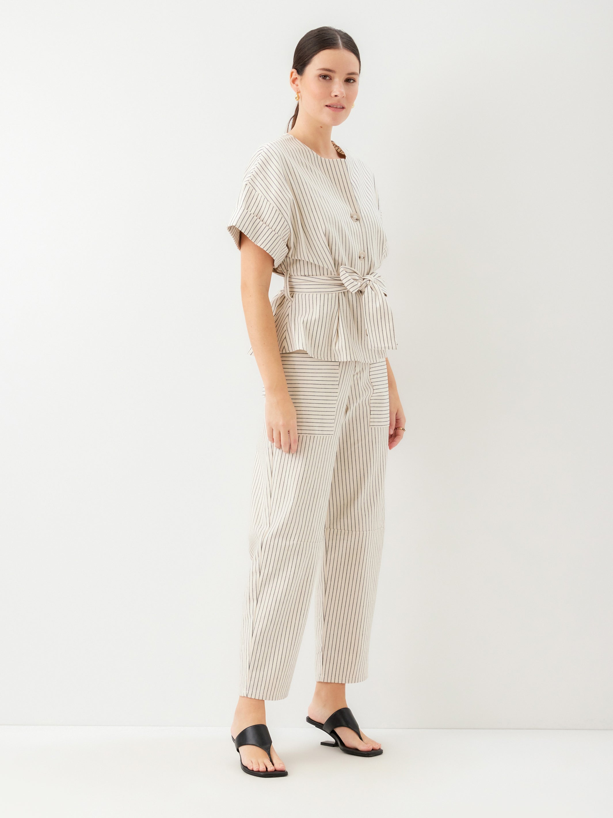 Belted Button-Up Top