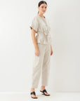 Belted Button-Up Top