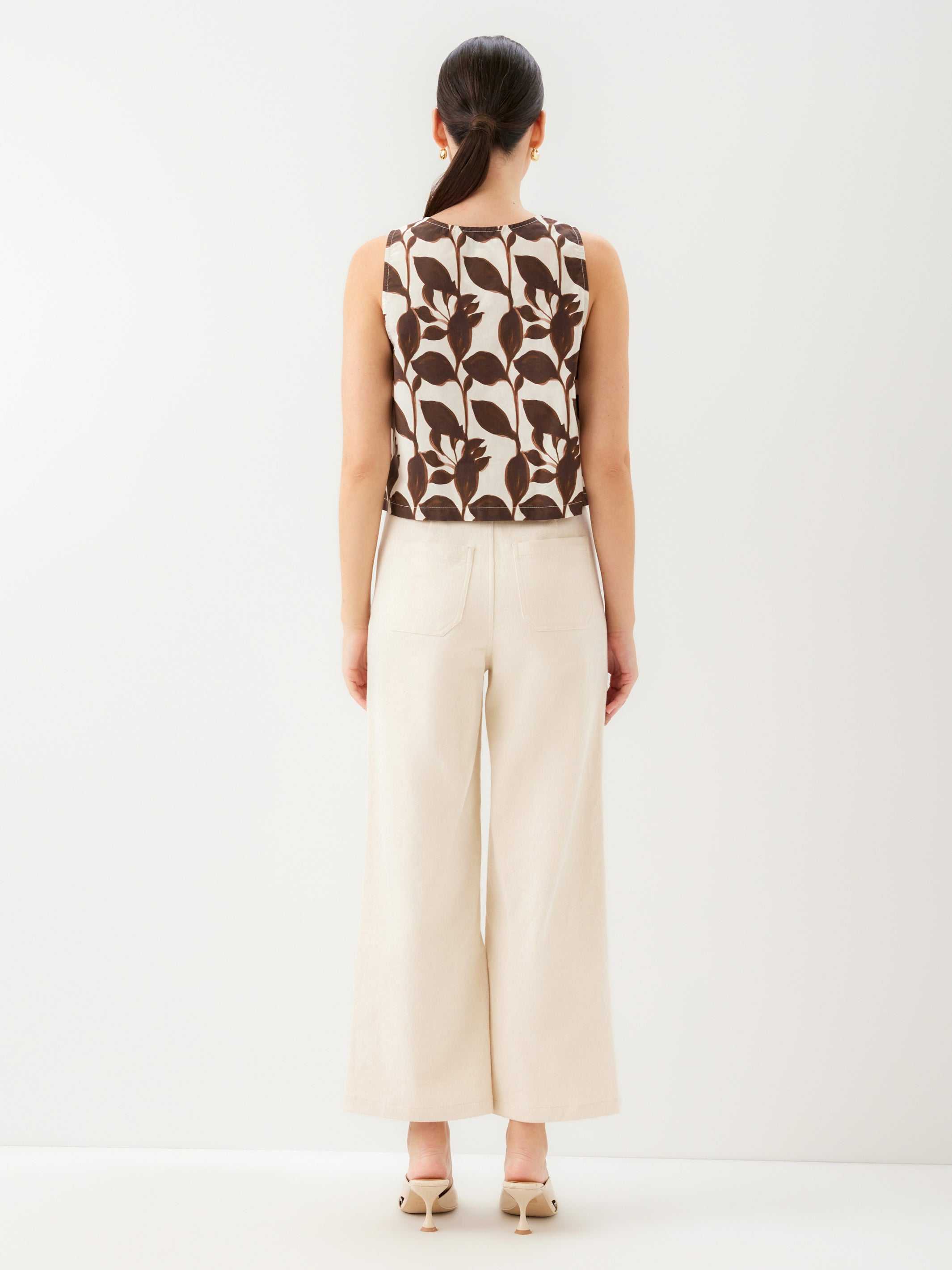 Emery Tie-Front Sleeveless Top - Effortless Style & Unique Leaf