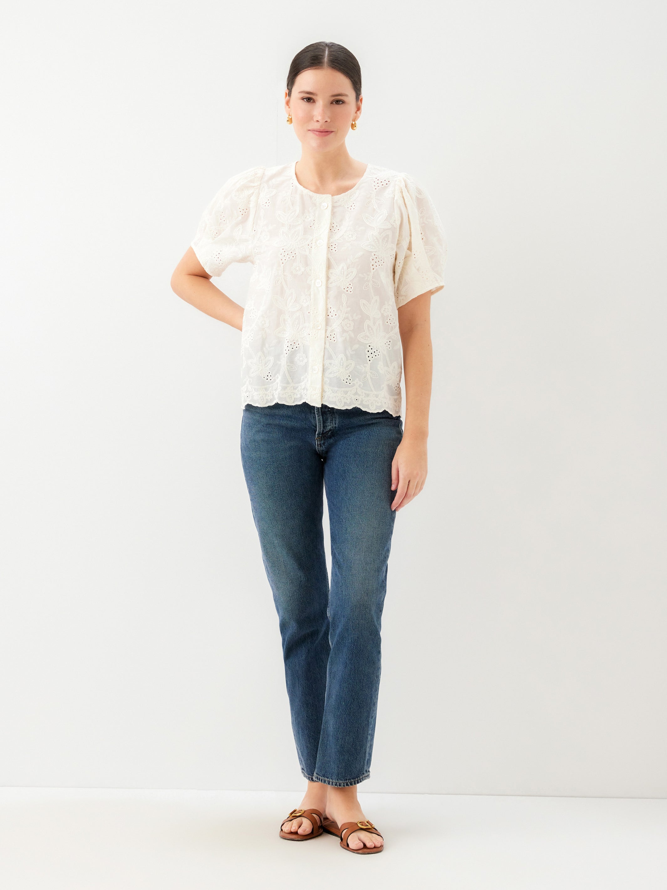 Jalen Embroidered Puff Blouse