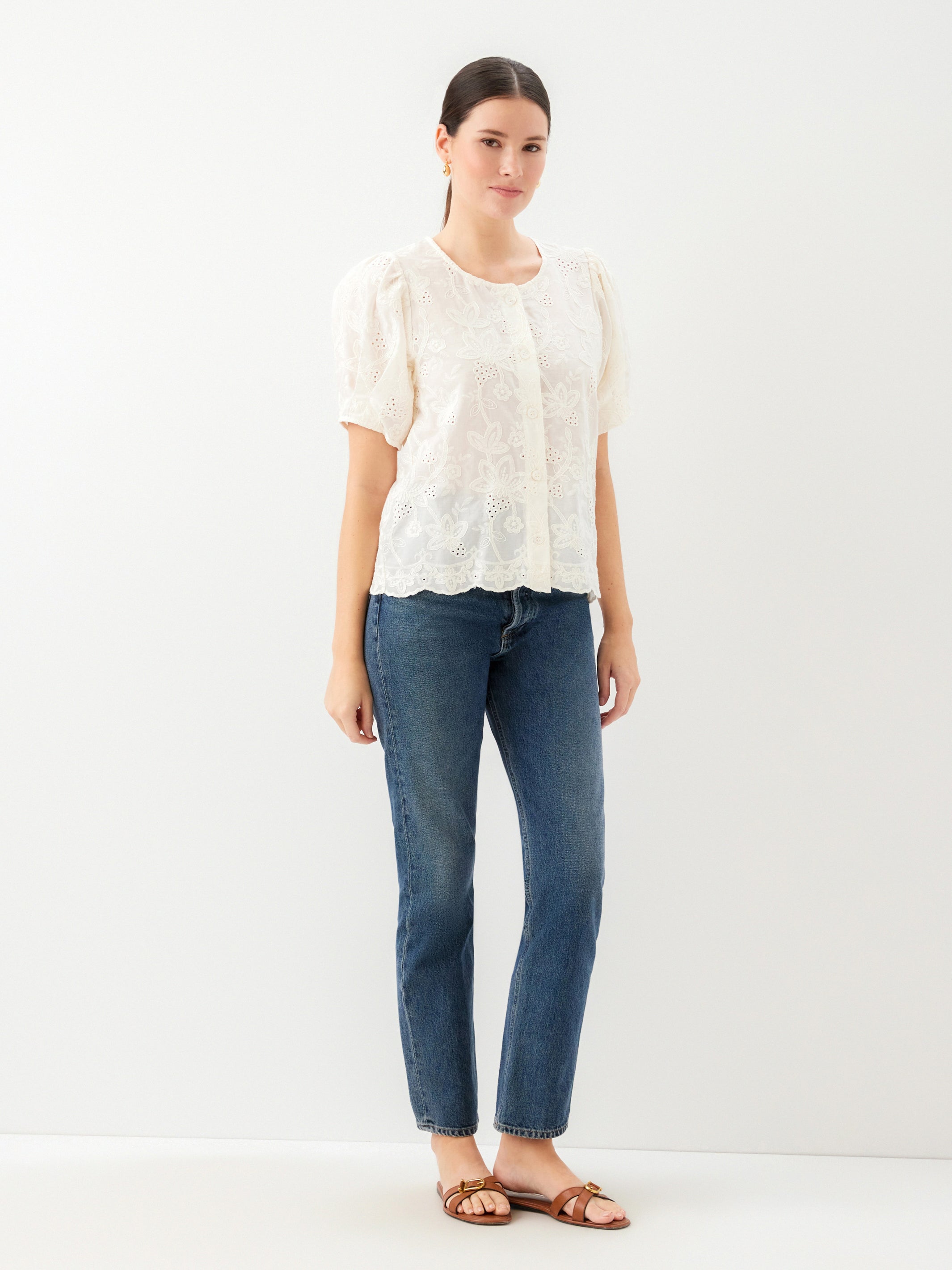 Jalen Embroidered Puff Blouse