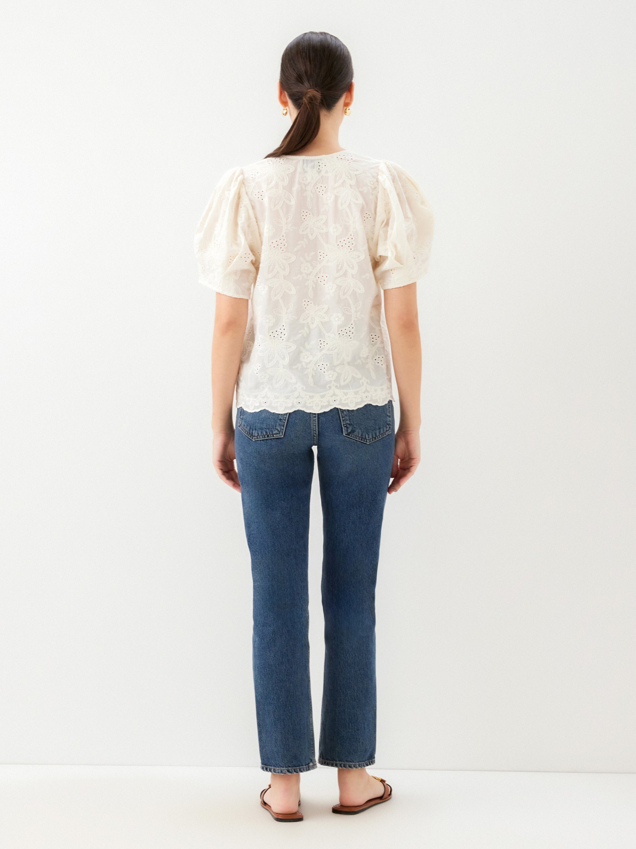 Jalen Embroidered Puff Blouse