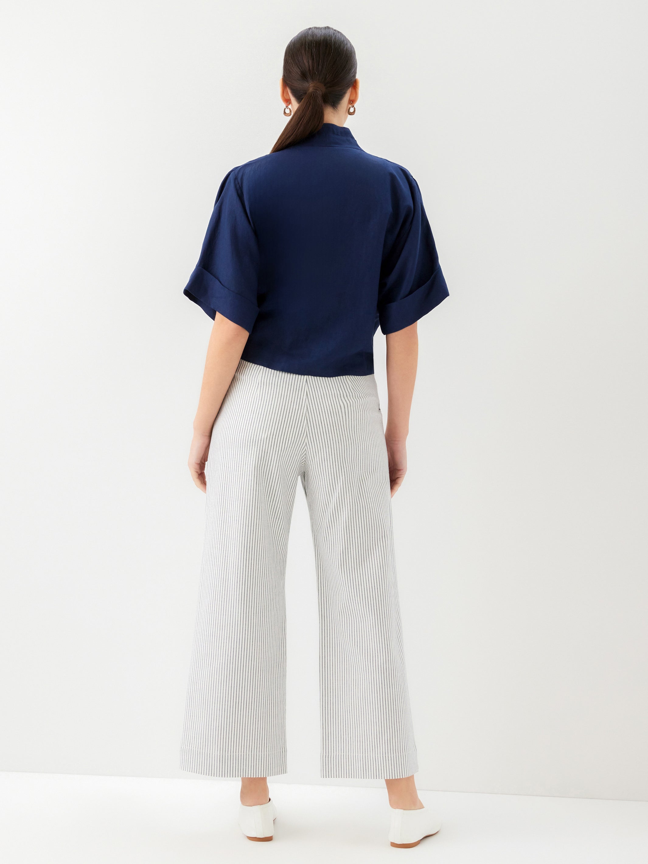 Janice Cuffed Sleeve Tie-Front Top
