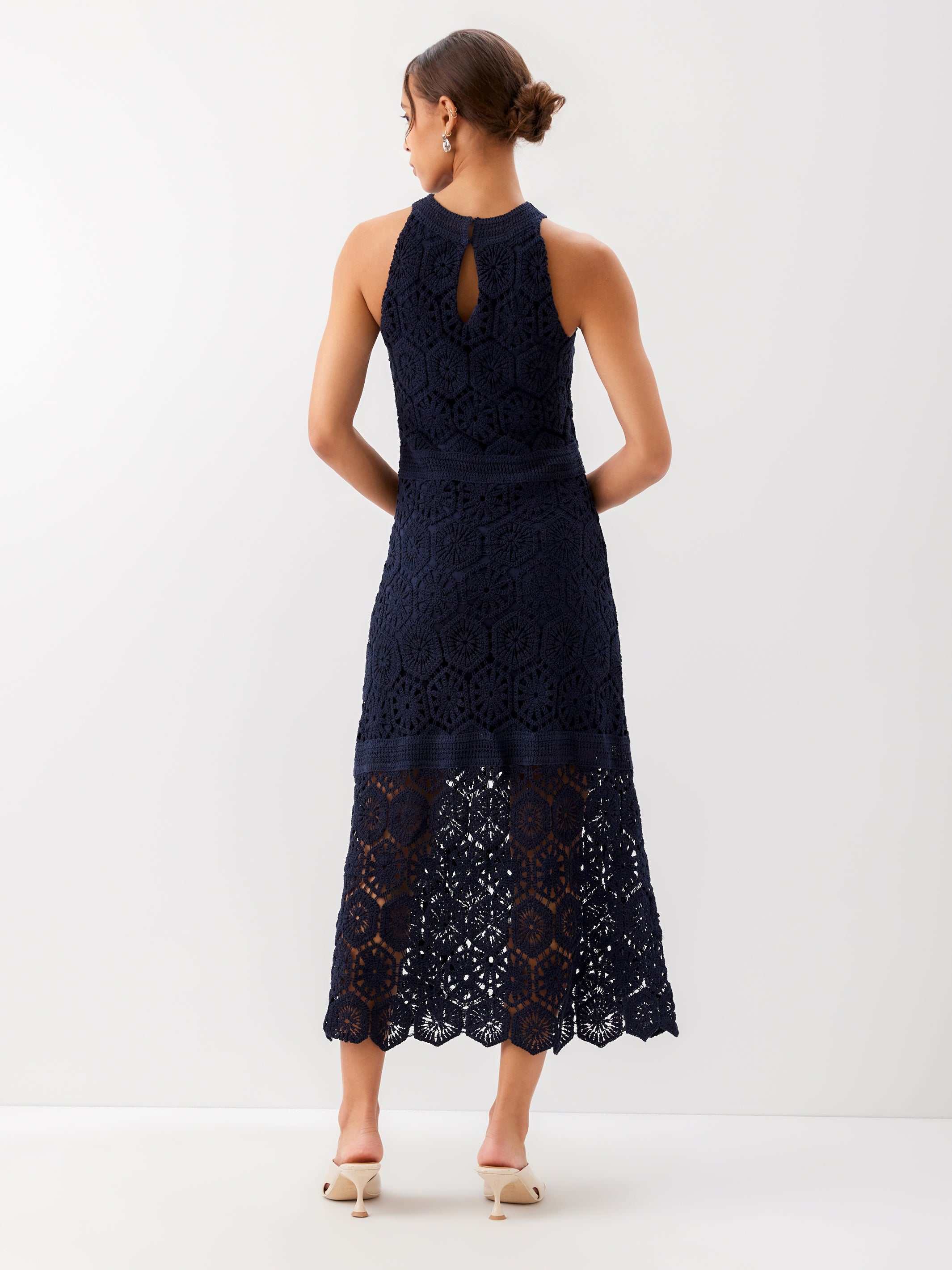 Londyn Crochet Dress - Elegant Sleeveless Midi with Crochet Lace Fifteen Twenty Londyn Crochet Dress - Elegant Sleeveless Midi with Crochet Lace Fifteen Twenty