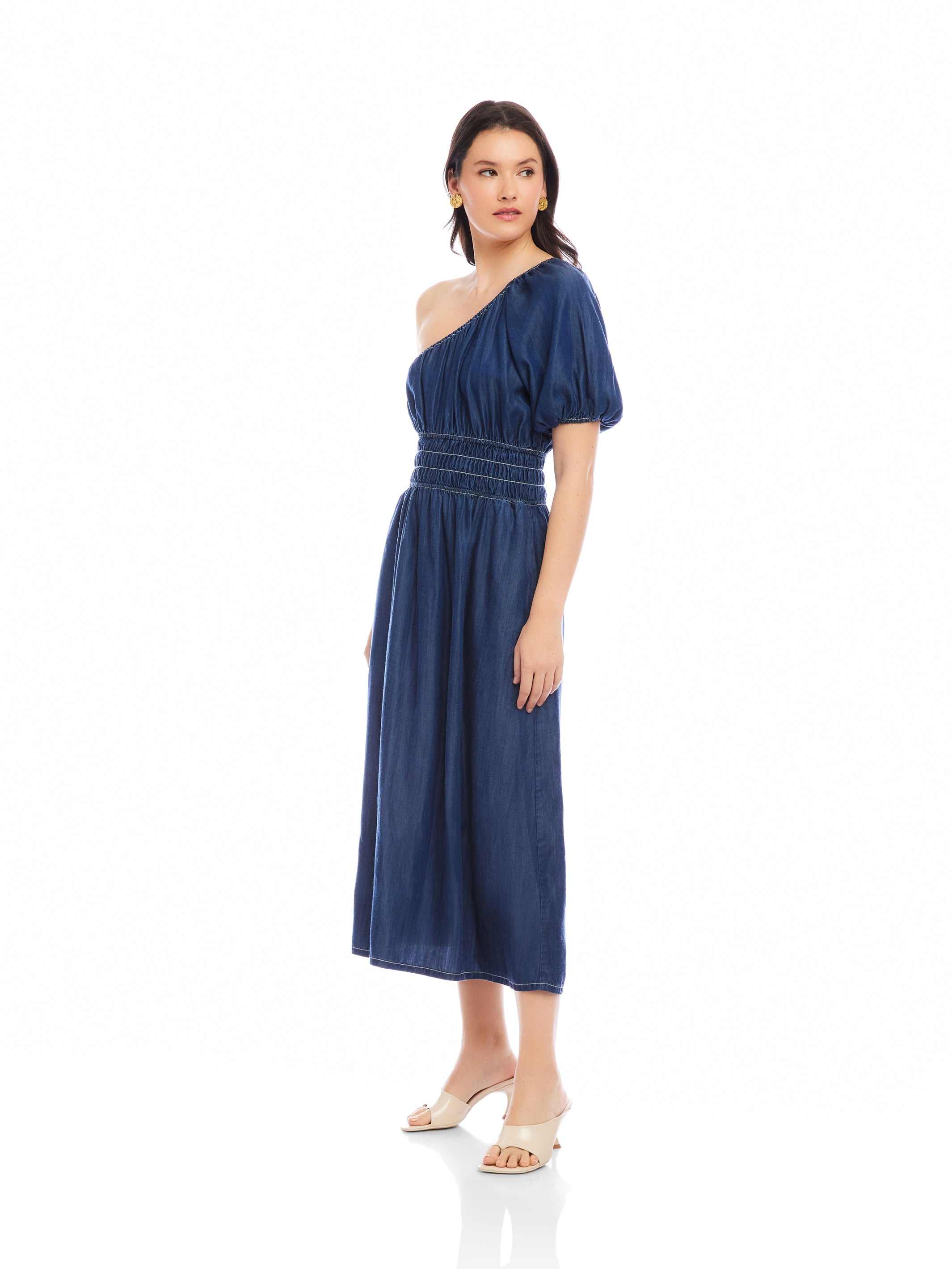 one shoulder midi summer dress Andrea