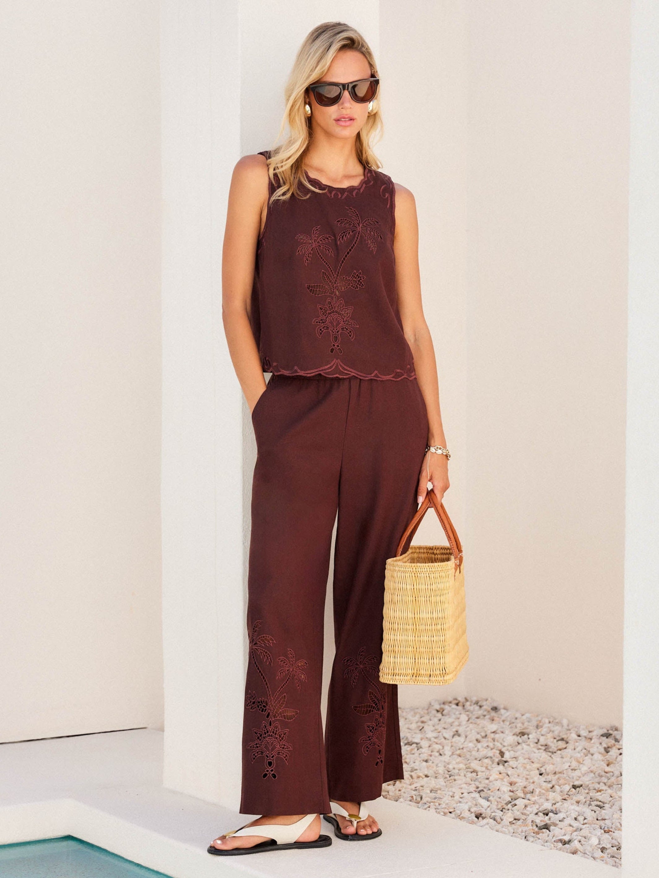 Zora Embroidered Ankle Pants