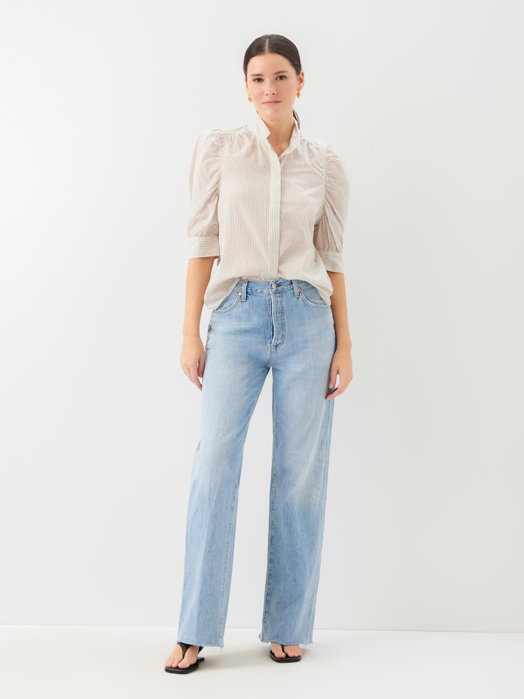 Margot Embellished Mandarin Stripe Shirt