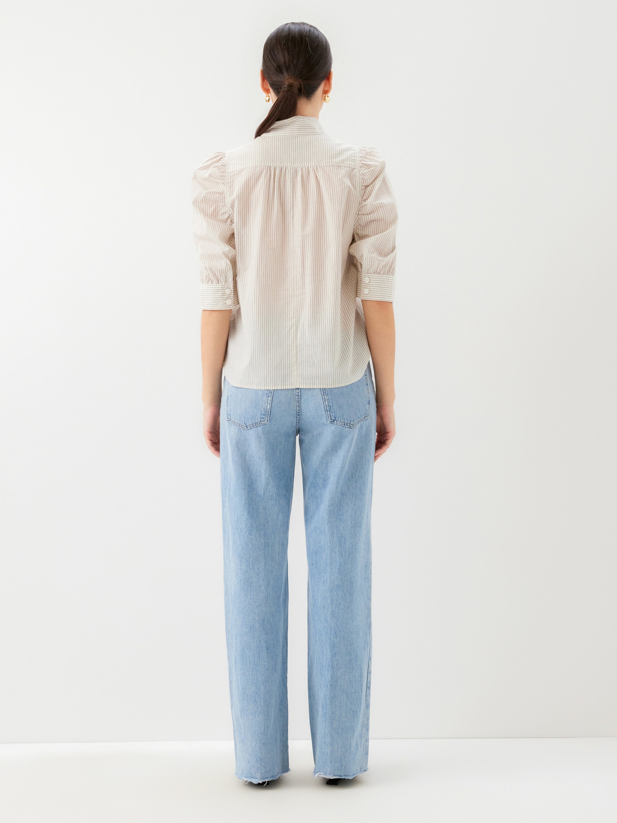 Margot Embellished Mandarin Stripe Shirt