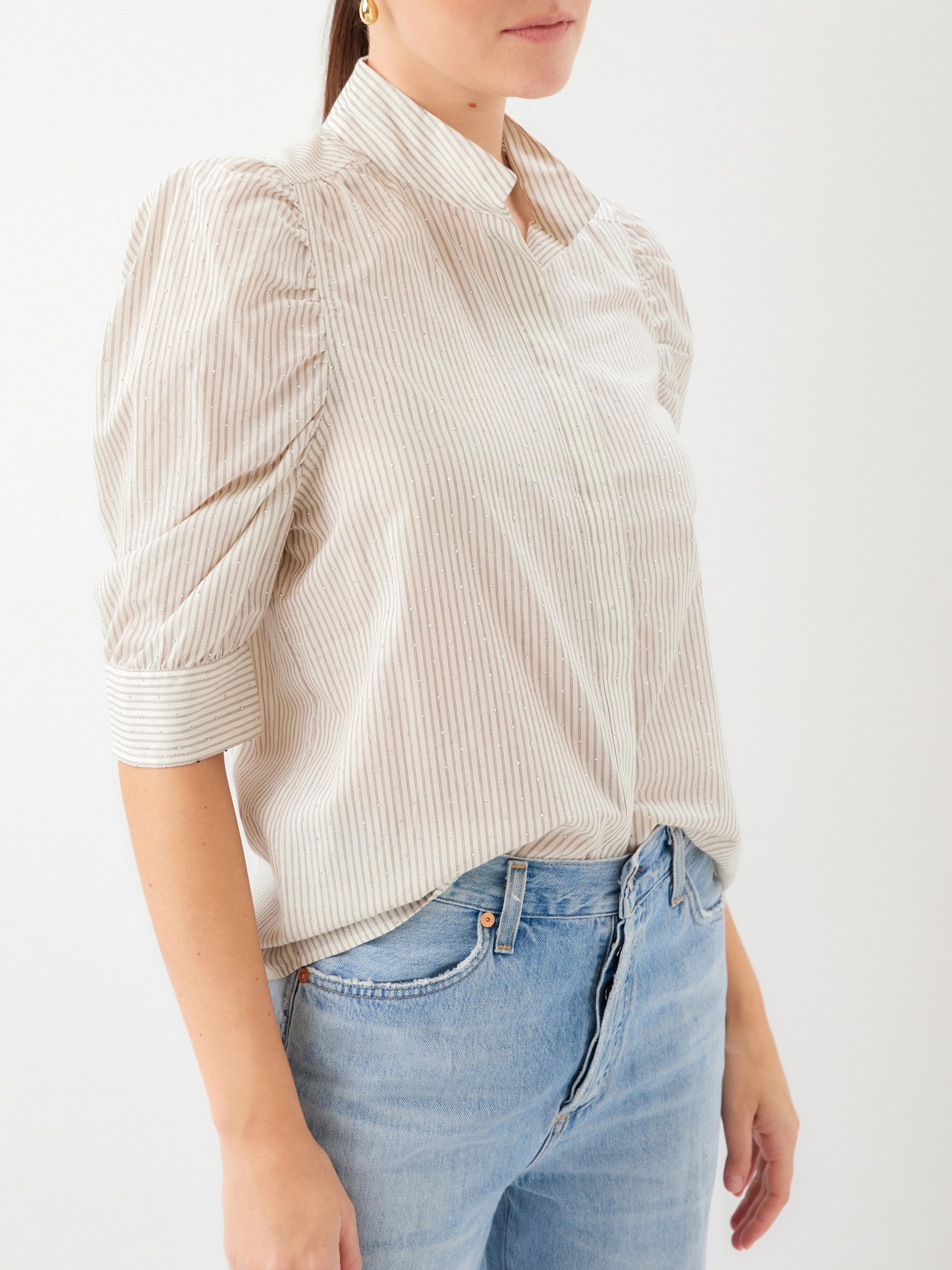 Margot Embellished Mandarin Stripe Shirt