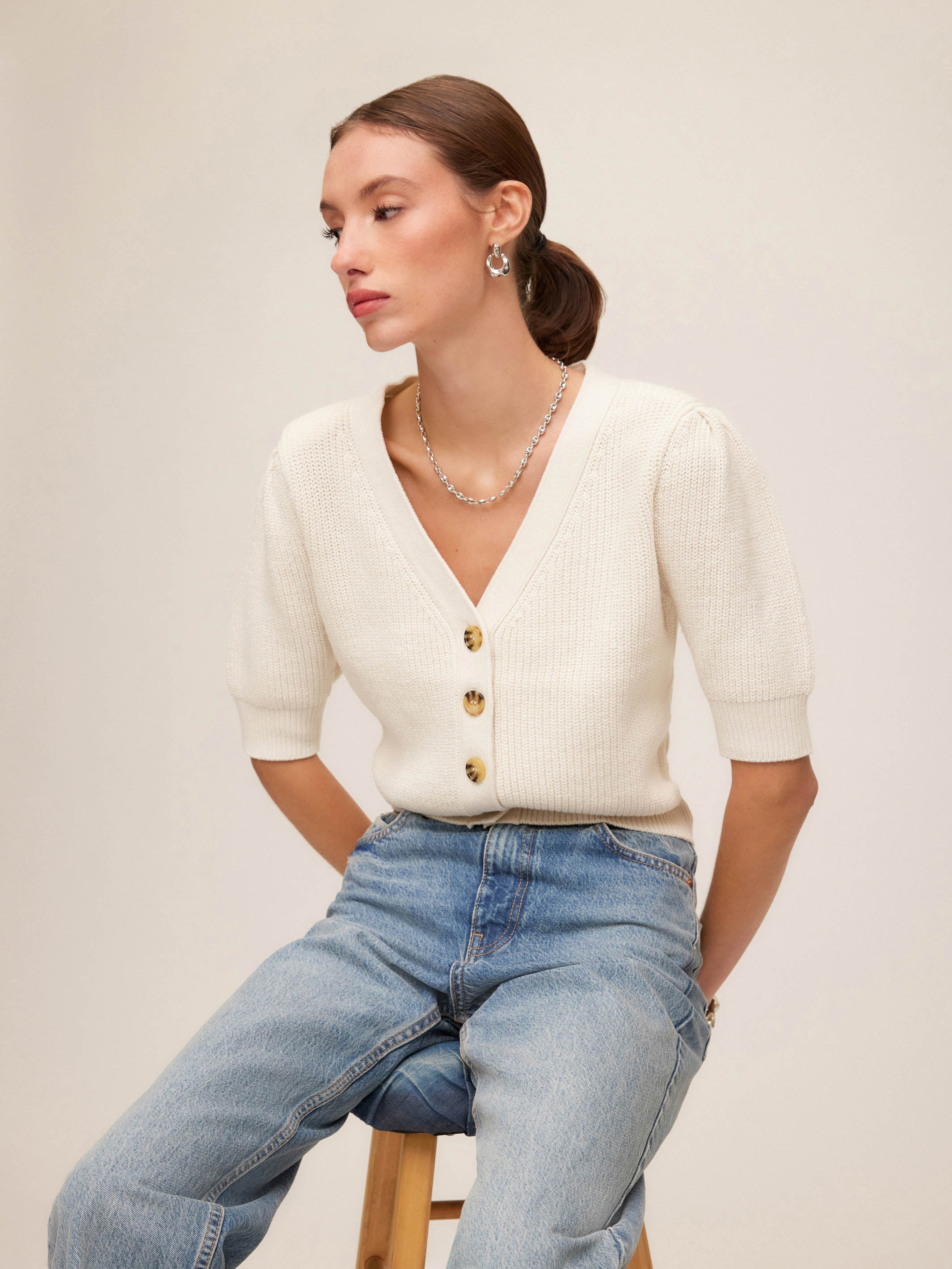 Iliana Puff Sleeve Cardigan Sweater
