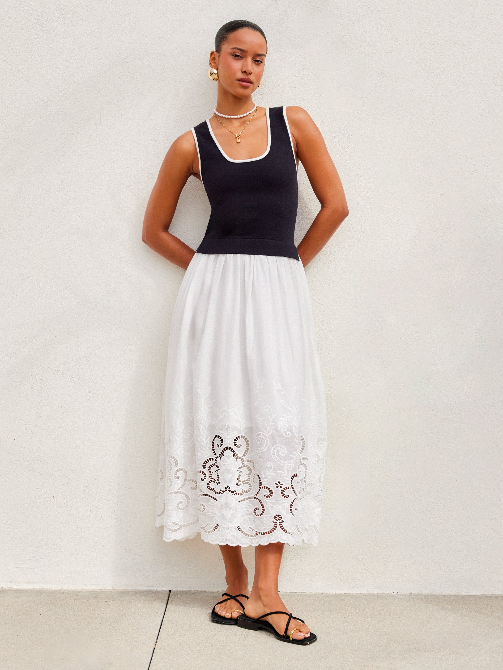Alicia Contrast Midi Dress