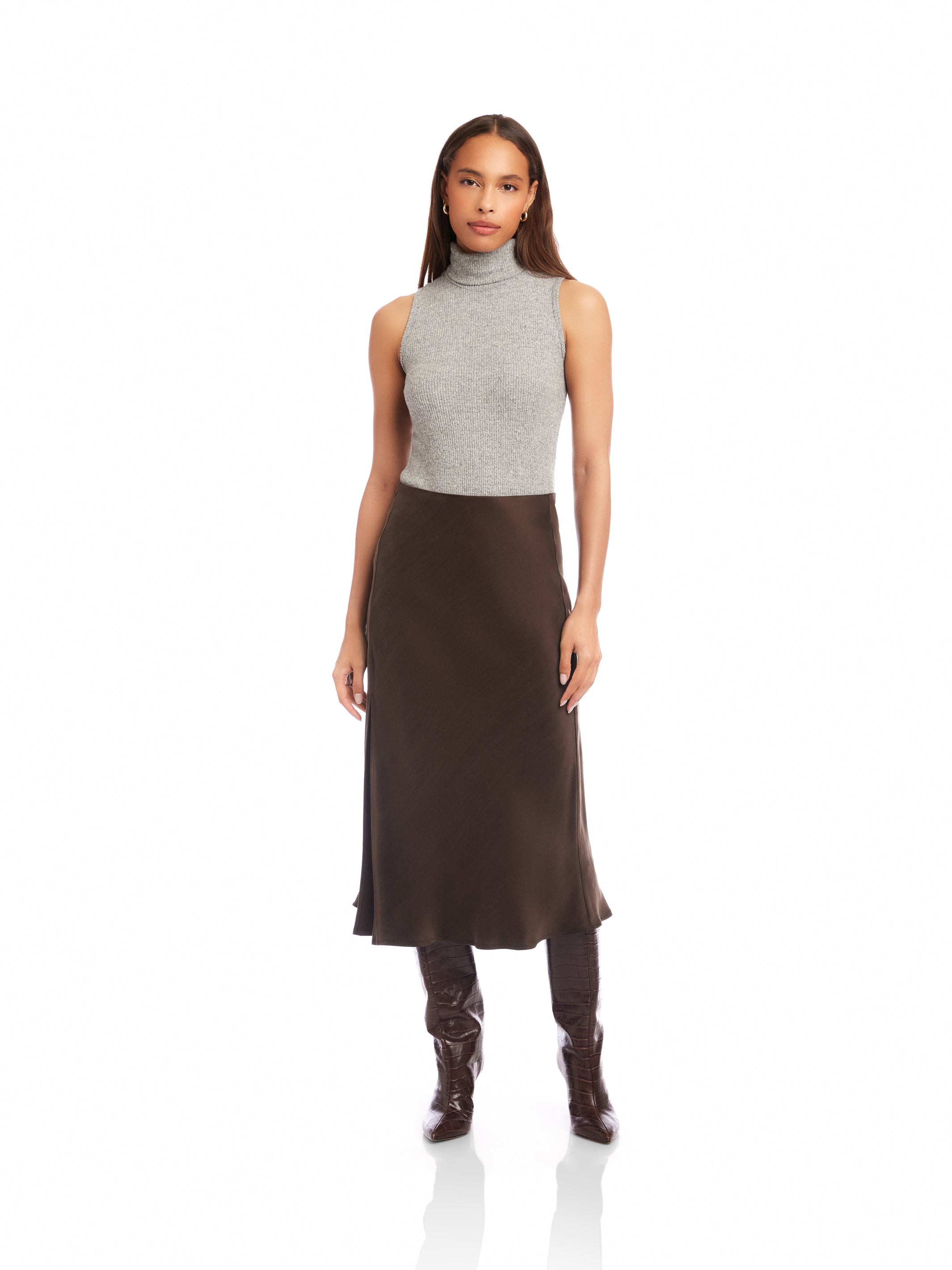 【LOULOUSEOUL】Olivia Shirring Midi Skirt (Brown) Olivia Shirring Midi Skirt (Brown) - LOULOUSEOUL