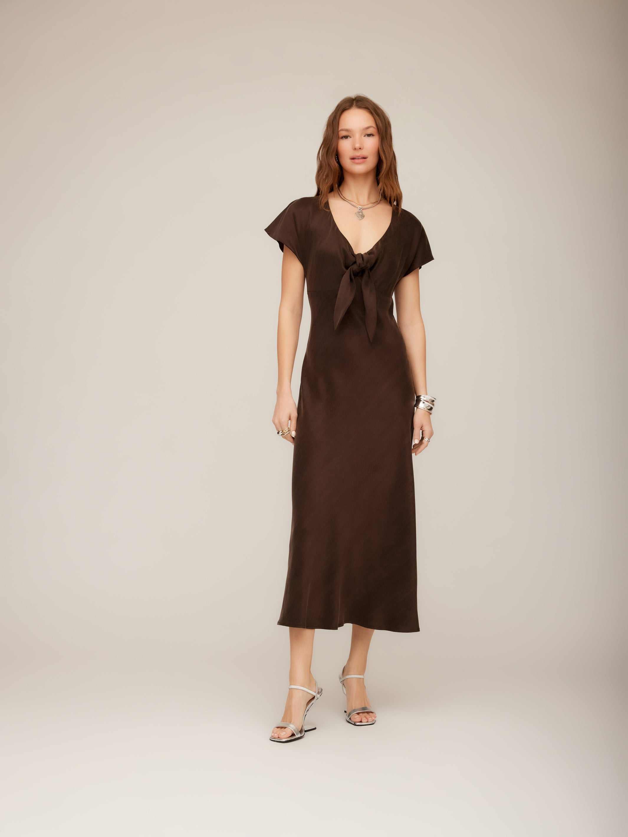 Emmeline Tie-Front Bias Dress - Feminine, Flowy Midi Dress for Any Occasion Fifteen Twenty Emmeline Tie-Front Bias Dress - Feminine, Flowy Midi Dress for Any Occasion Fifteen Twenty