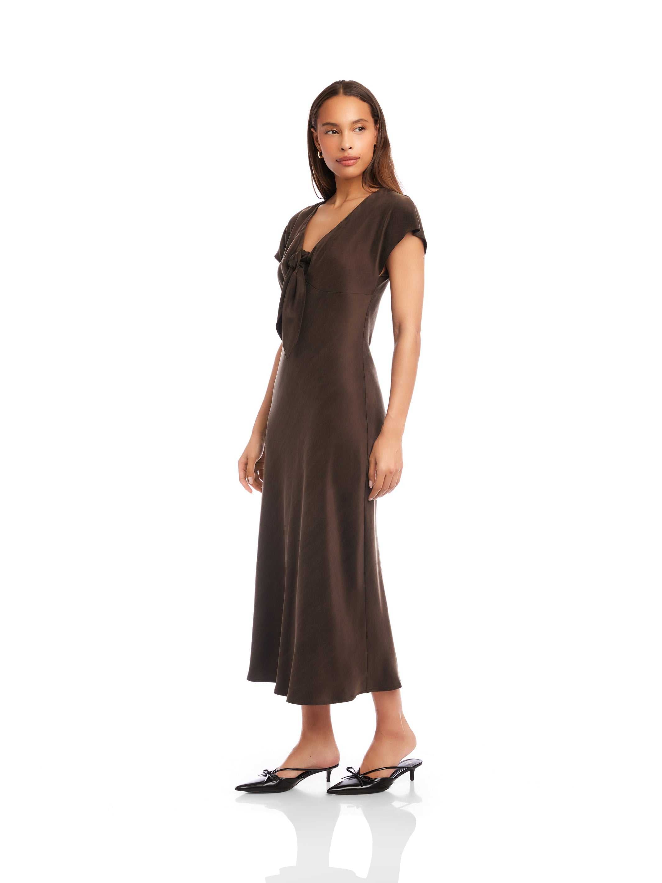 Emmeline Tie-Front Bias Dress - Feminine, Flowy Midi Dress for Any Occasion Fifteen Twenty Emmeline Tie-Front Bias Dress - Feminine, Flowy Midi Dress for Any Occasion Fifteen Twenty