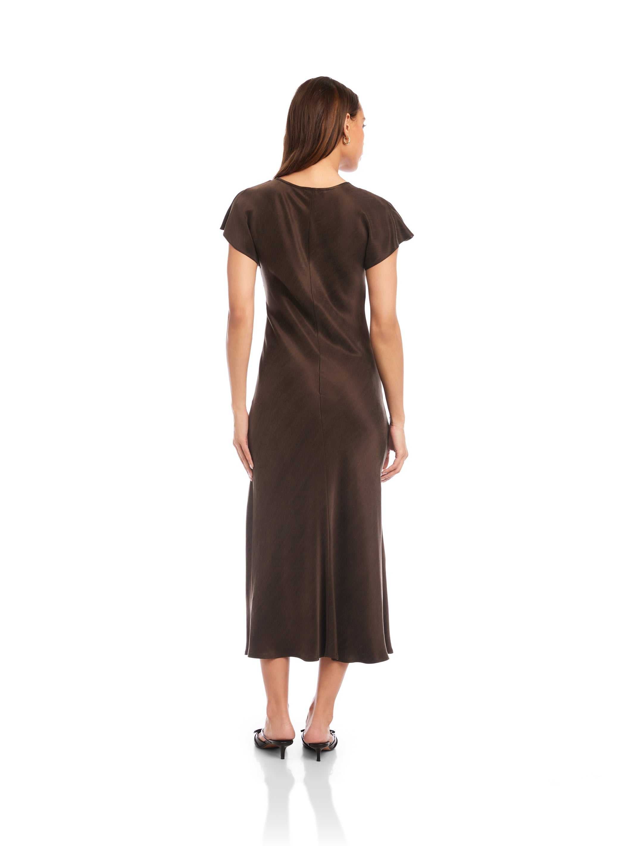 Fifteen Twenty Emmeline Tie Front Midi Dress - Brown Fifteen Twenty Emmeline Tie Front Midi Dress - Brown