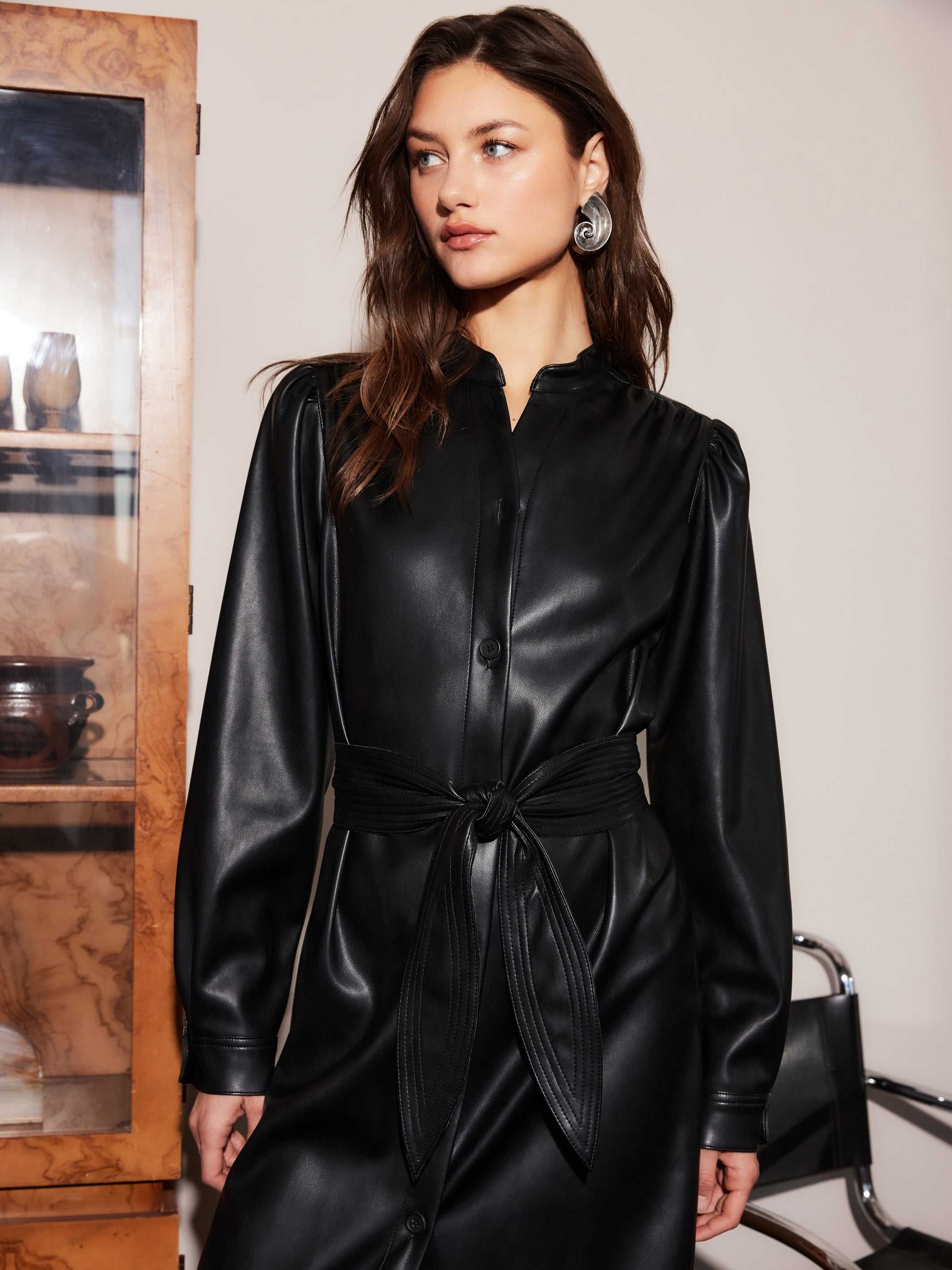 Fifteen Twenty Women's Jennifer Faux Leather Dress In Black | Size: L Fifteen Twenty Women's Jennifer Faux Leather Dress In Black | Size: L