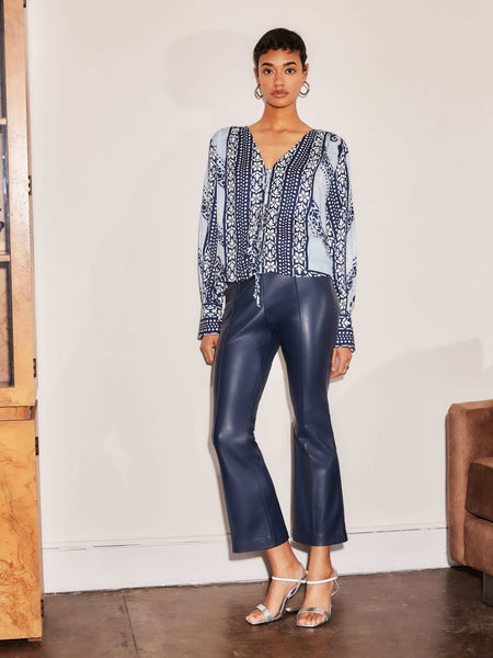 Sigourney Pintuck Pants - Stylish Faux Leather Cropped