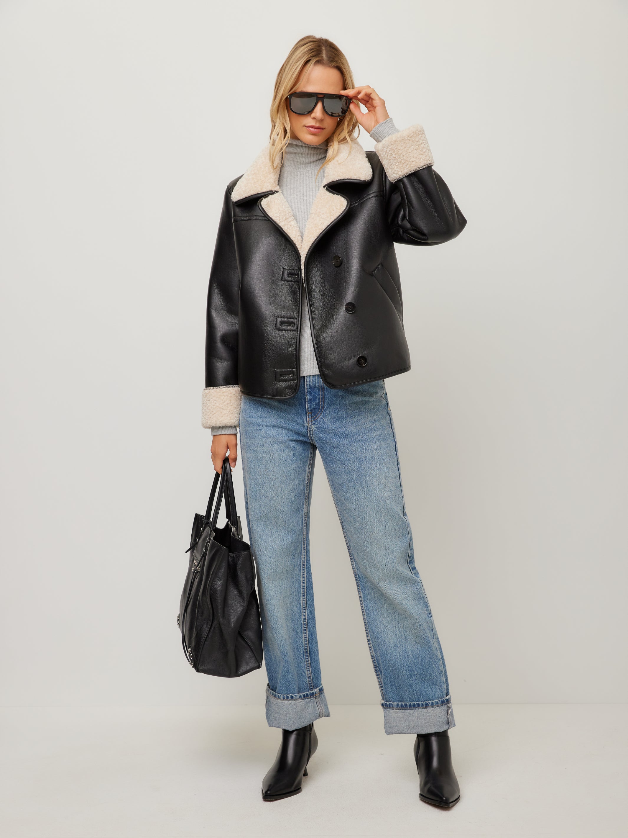 Tara Faux Leather Shearling Jacket