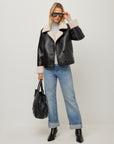 Tara Faux Leather Shearling Jacket