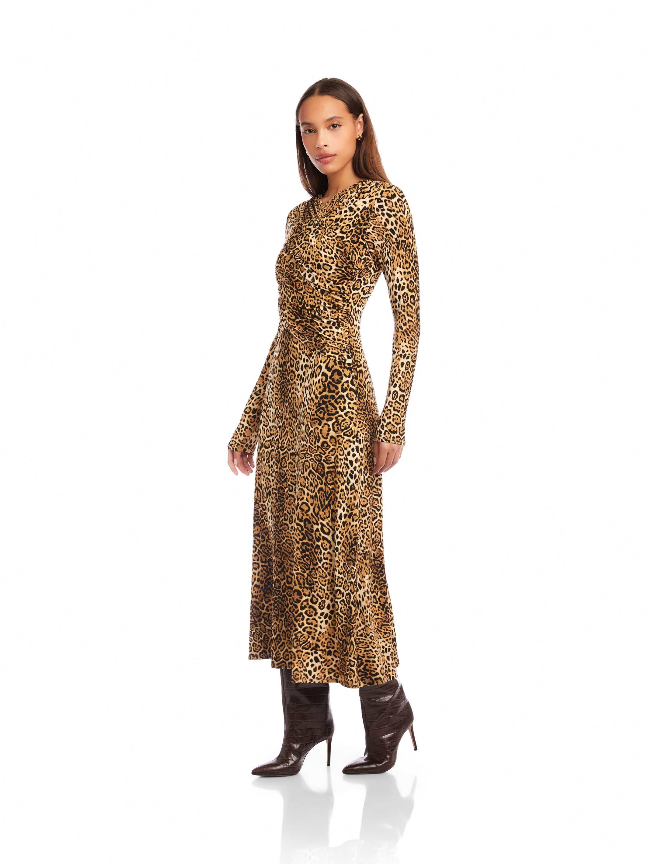 Fifteen Twenty Kourtney Cross Front Midi Dress - Leopard Fifteen Twenty Kourtney Cross Front Midi Dress - Leopard