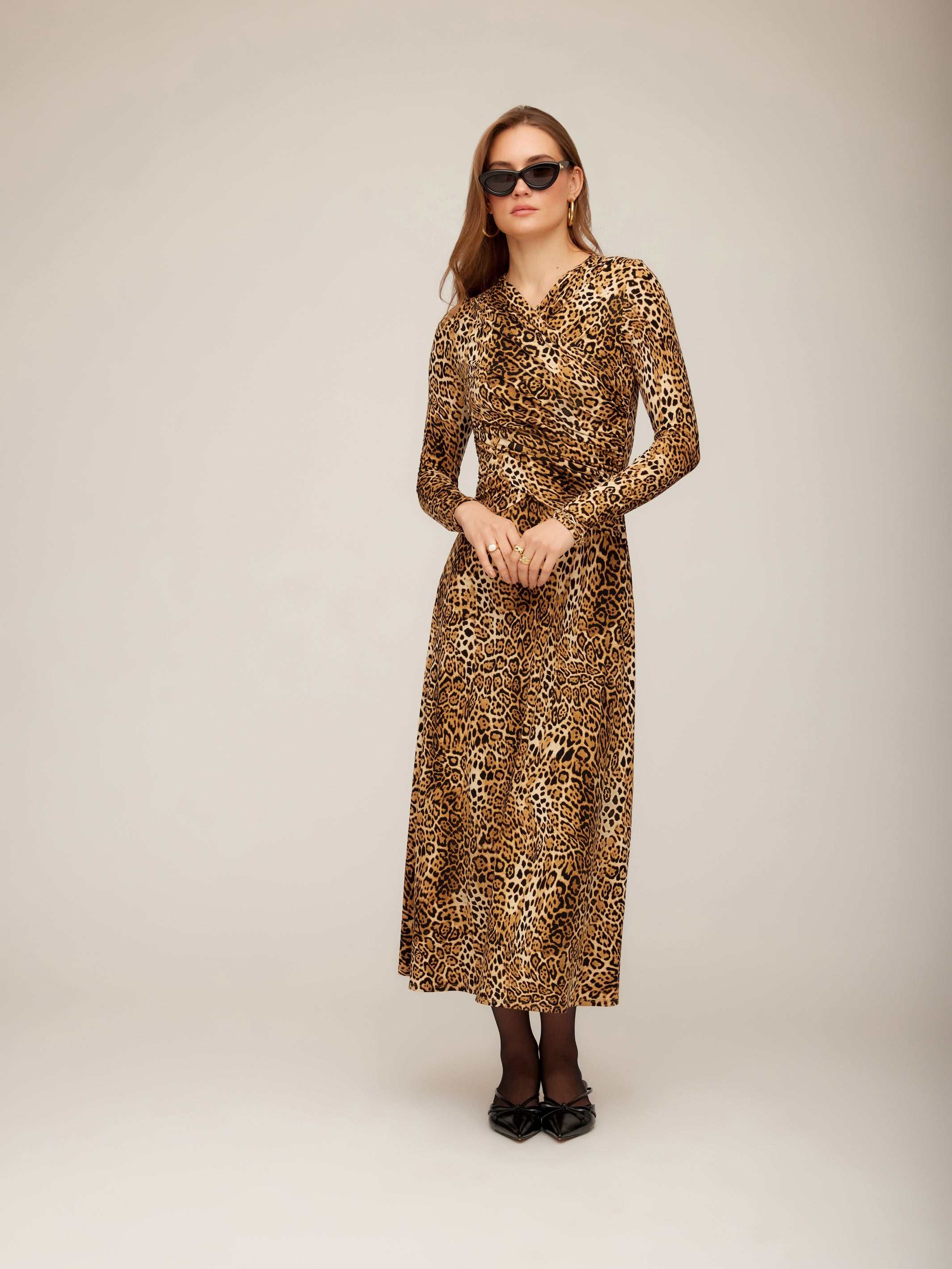 Fifteen Twenty Kourtney Cross Front Midi Dress - Leopard Fifteen Twenty Kourtney Cross Front Midi Dress - Leopard