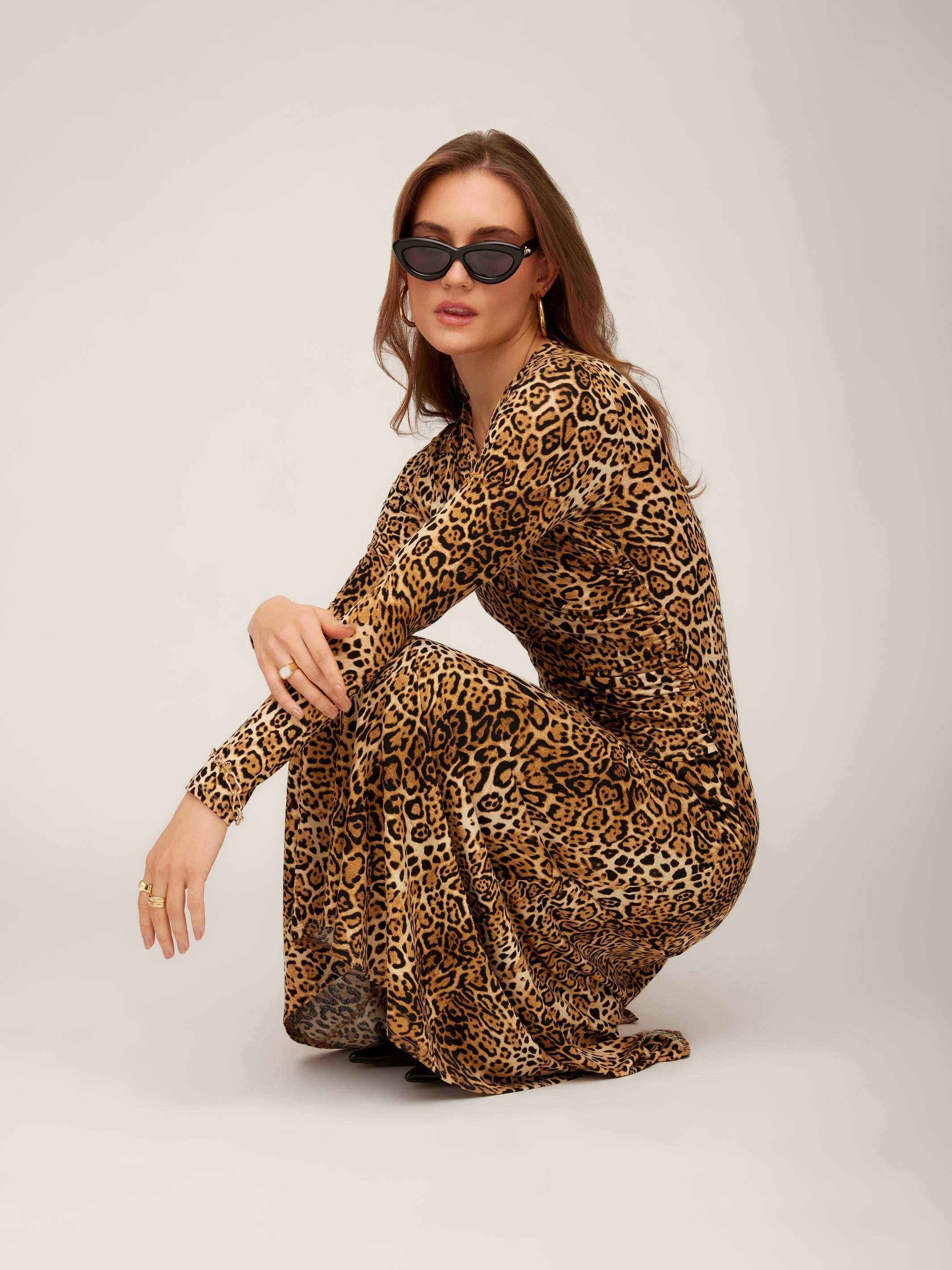 Fifteen Twenty Kourtney Cross Front Midi Dress - Leopard Fifteen Twenty Kourtney Cross Front Midi Dress - Leopard