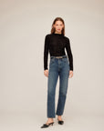 Khami Velvet Burnout Shirred Top