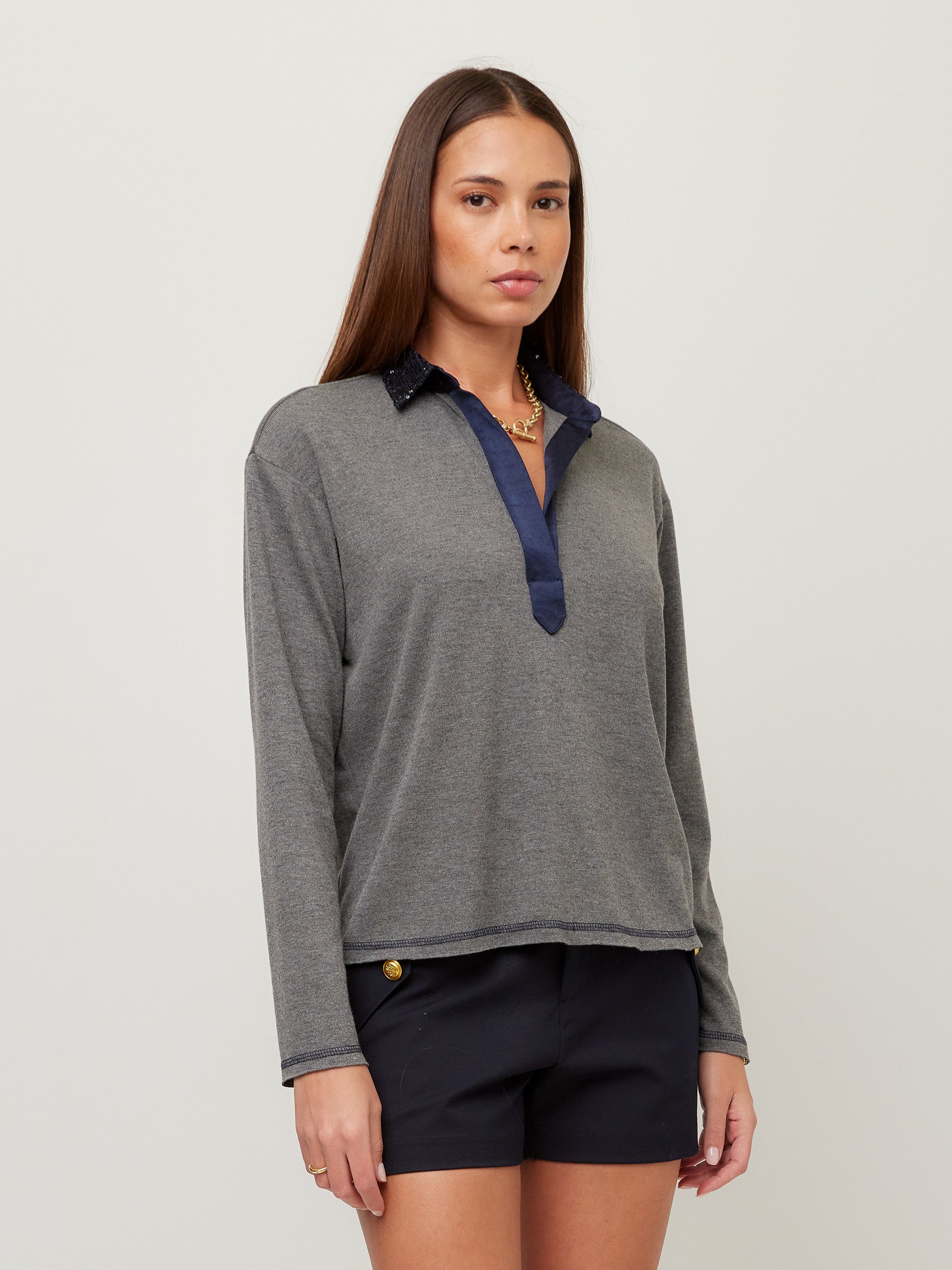 Kendall Sequin Collar Top
