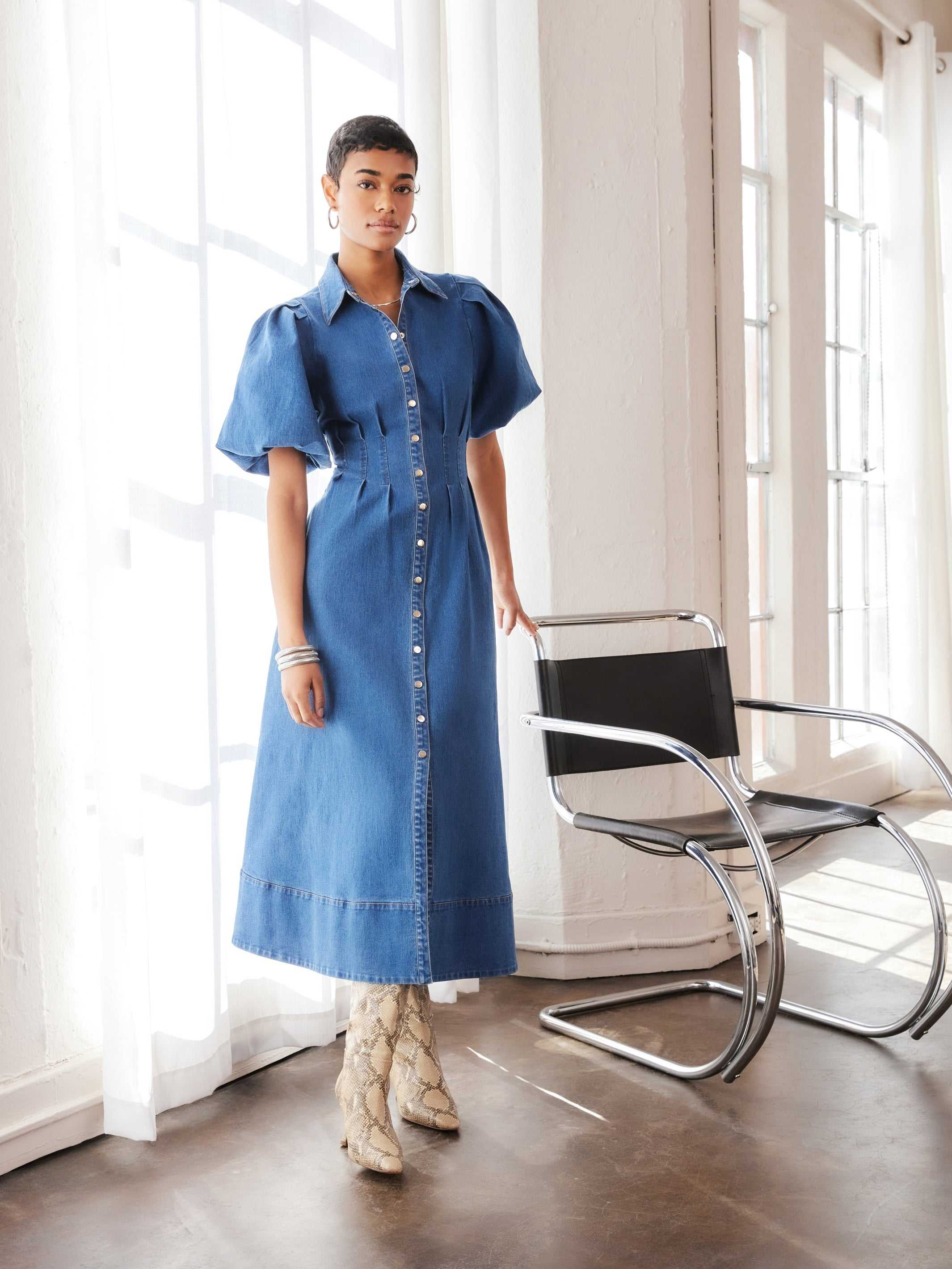 Fifteen Twenty Esme Midi Shirt Dress- Denim 2 Fifteen Twenty Esme Midi Shirt Dress- Denim 2