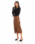 Kaia Faux Leather Midi Skirt