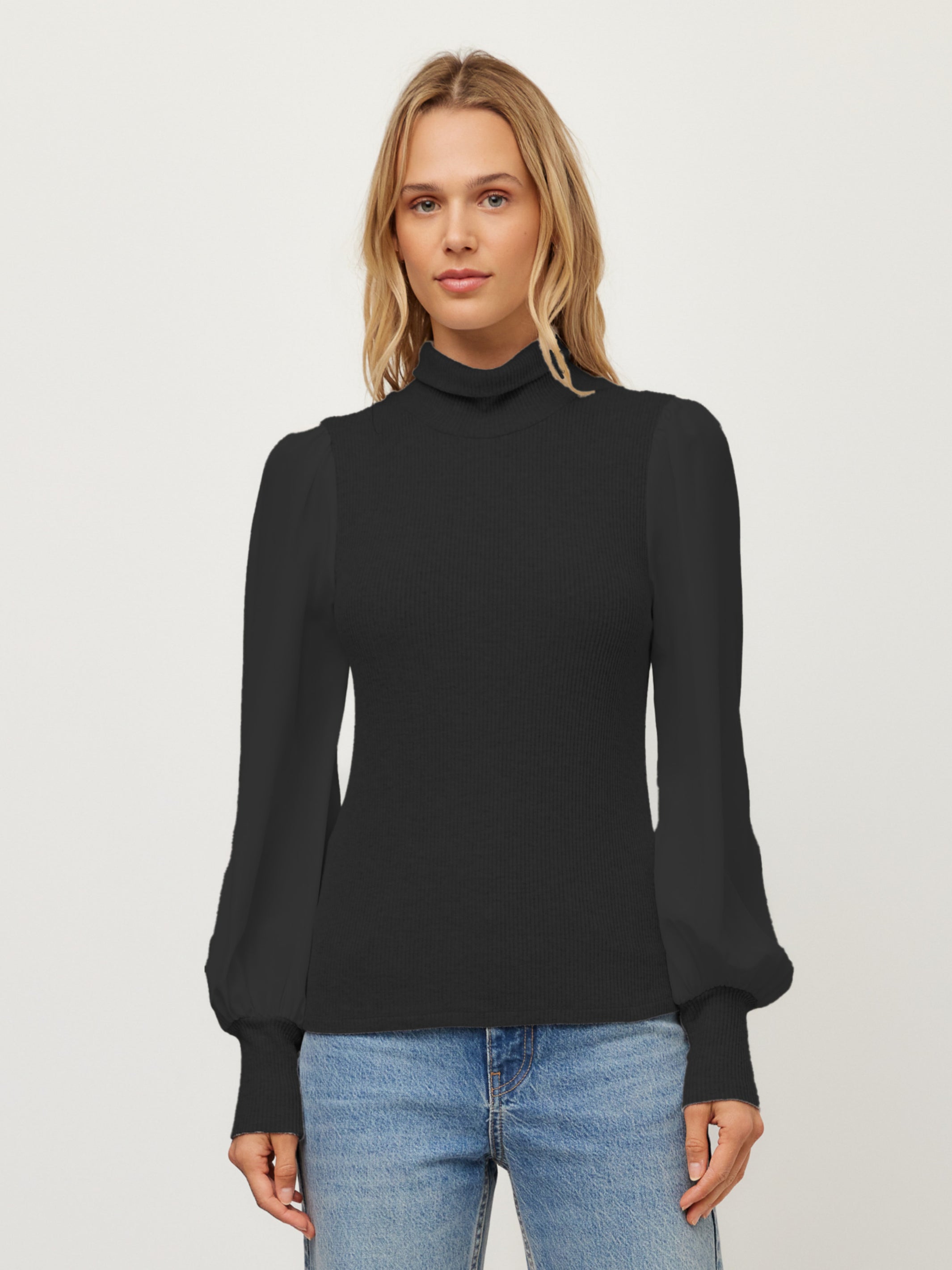 Lisette Contrast Turtleneck Top