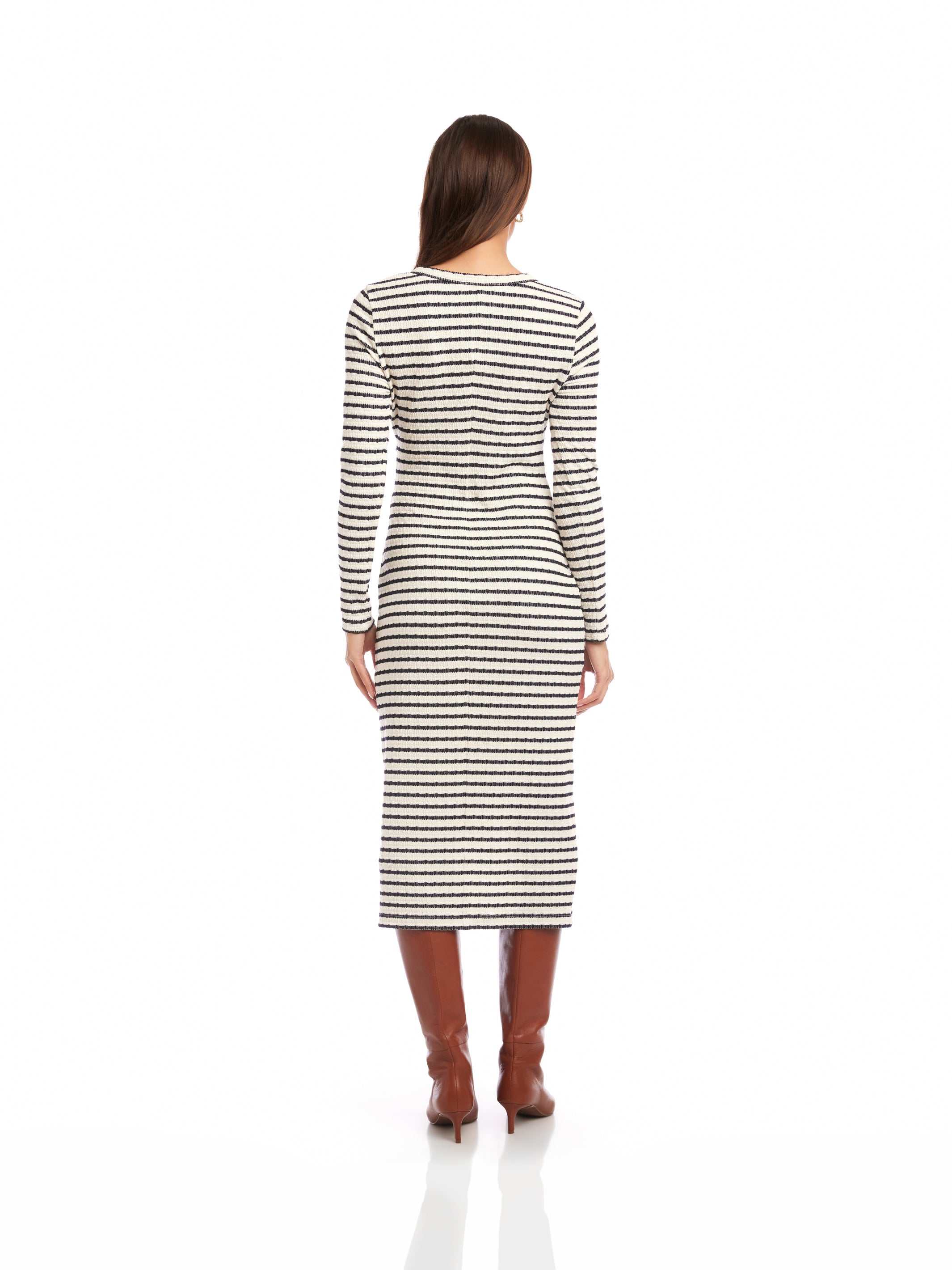 Fifteen Twenty Maddie Long Sleeve Midi Dress - Stripe - L Fifteen Twenty Maddie Long Sleeve Midi Dress - Stripe - L