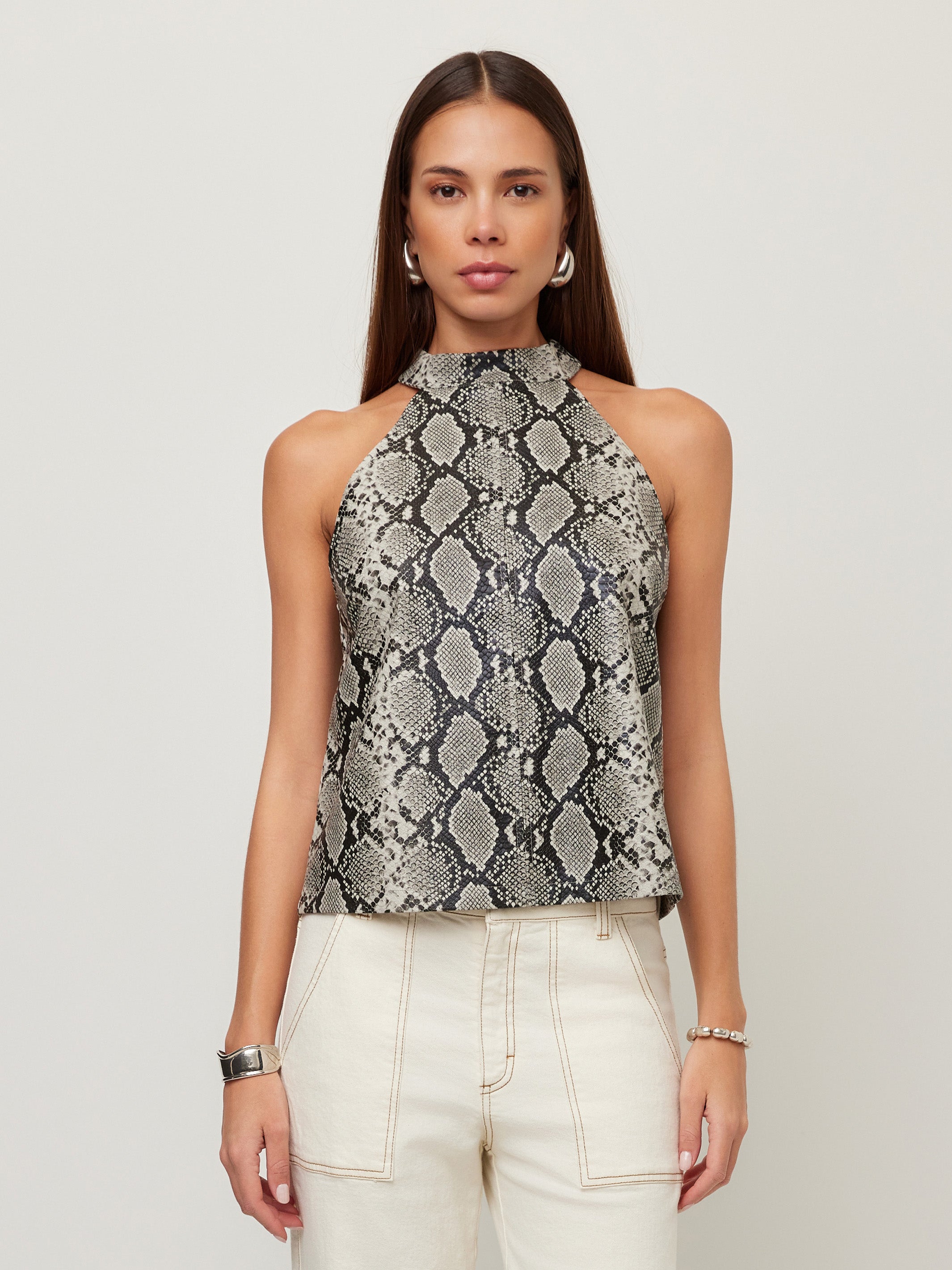 Alexis Faux Leather Halter Top