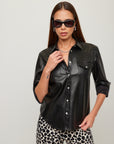 Anna Faux Leather Western Shirt