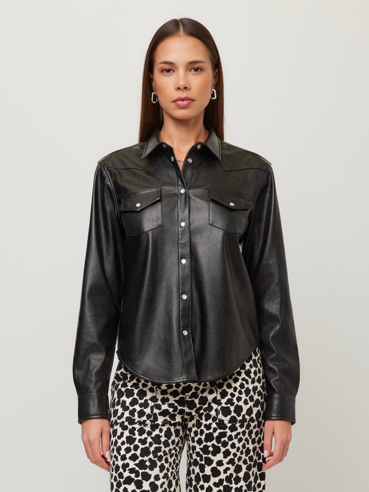 Anna Faux Leather Western Shirt